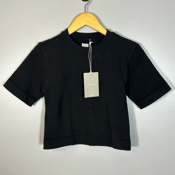 Everlane The Seamless Tee Cropped Black NWT M/L - Picture 7 of 8